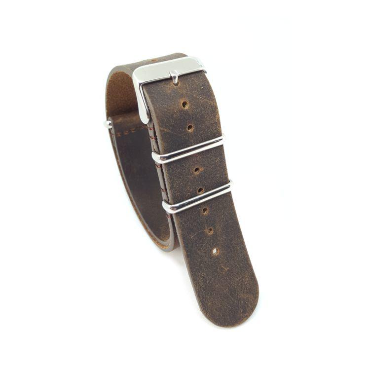 Distressed Brown - Vintage Leather NATO Strap