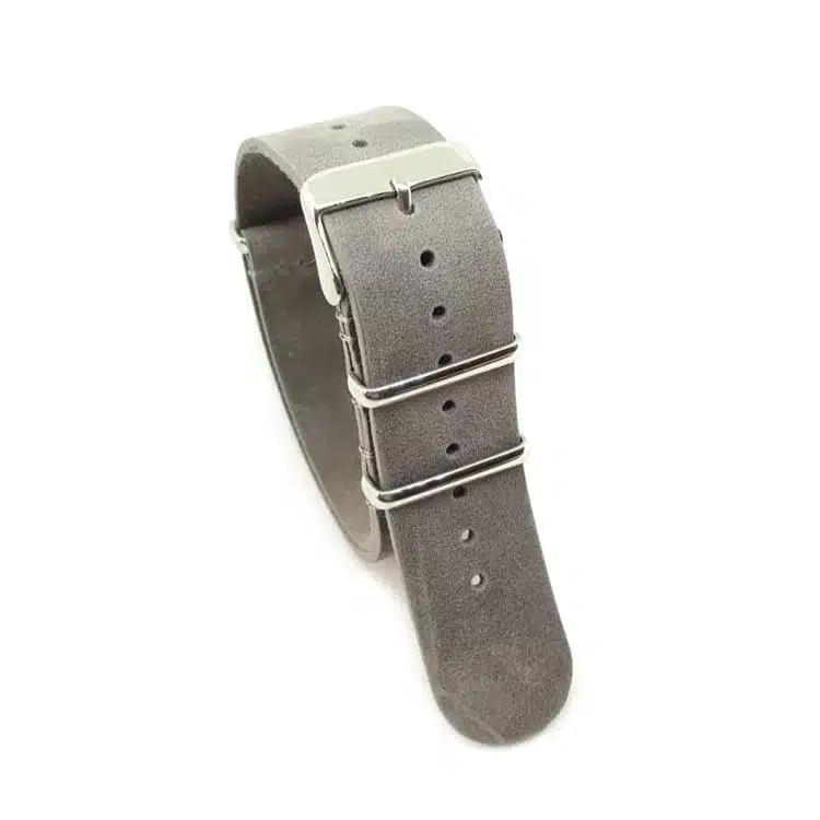 Distressed Grey - Vintage Leather NATO Strap