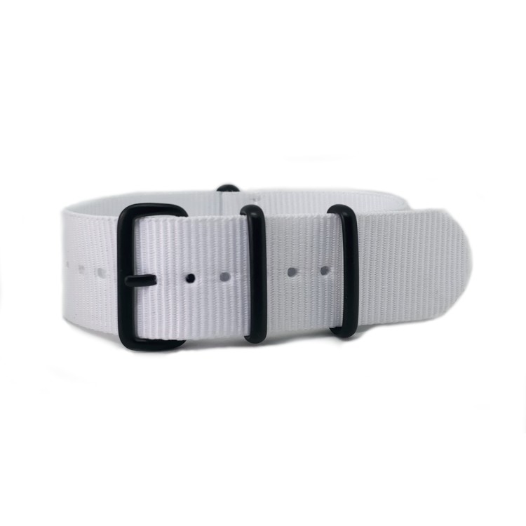 White with Black Buckle- NATO Watch Strap