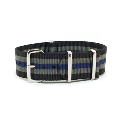 Striped Black, Grey & Blue NATO Watch Strap