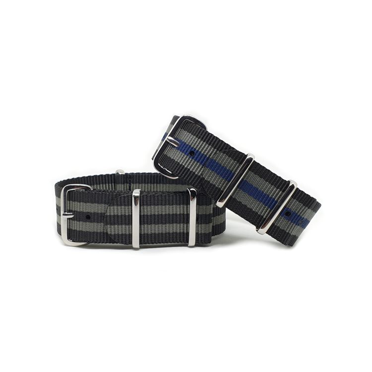 Urban Striped Black, Grey & Blue NATO Strap Bundle