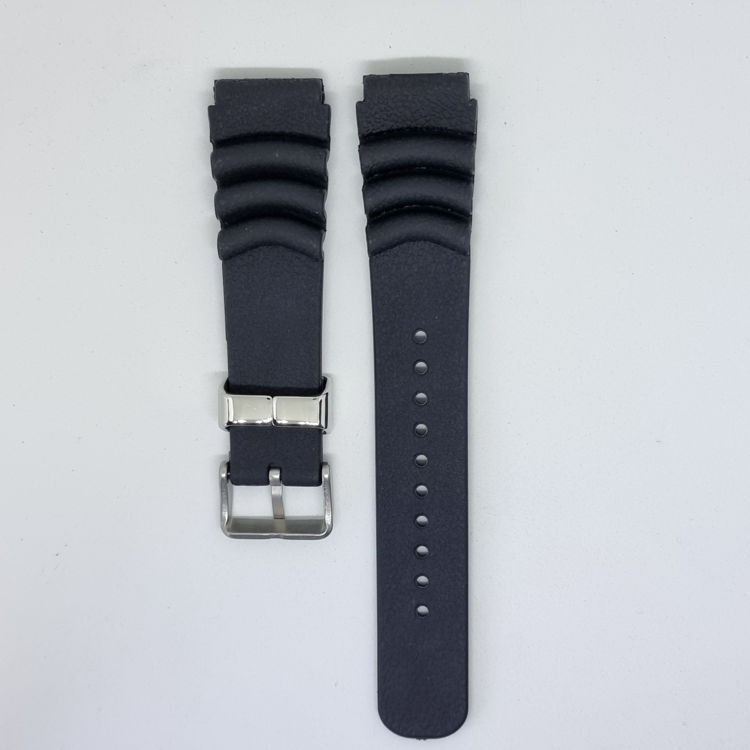 22mm SEIKO Silicone Rubber Watch Band Black V2 2