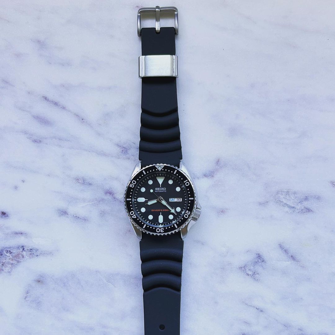 Black SEIKO Diver 22mm Silicone Watch Strap - The Urban Gentleman - Watch  Straps Australia