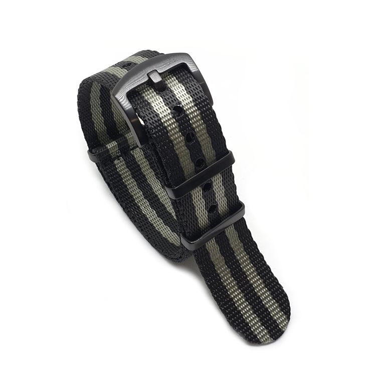 Premium Black Series Grey & Black Seatbelt NATO Strap