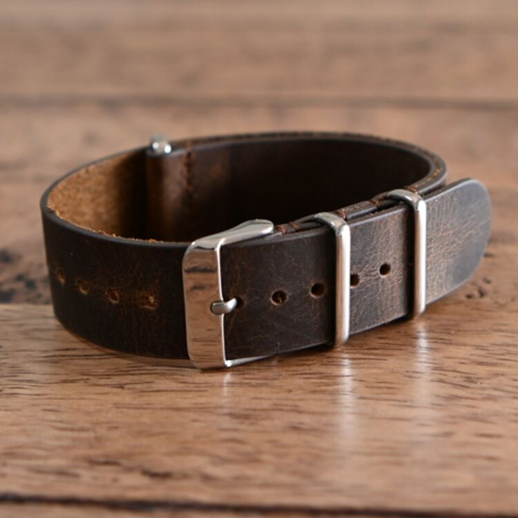 Distressed Brown Vintage Leather NATO Strap